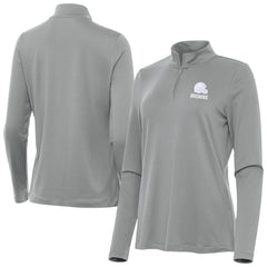 Cleveland Browns Antigua Women's Reprocess Quarter-Zip Top Gray