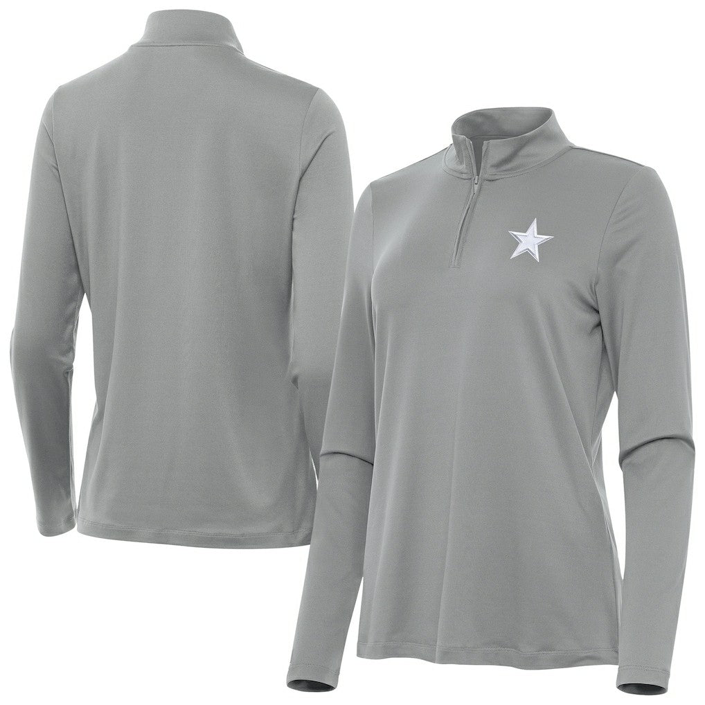 Dallas Cowboys Antigua Women's Reprocess Quarter-Zip Top Gray