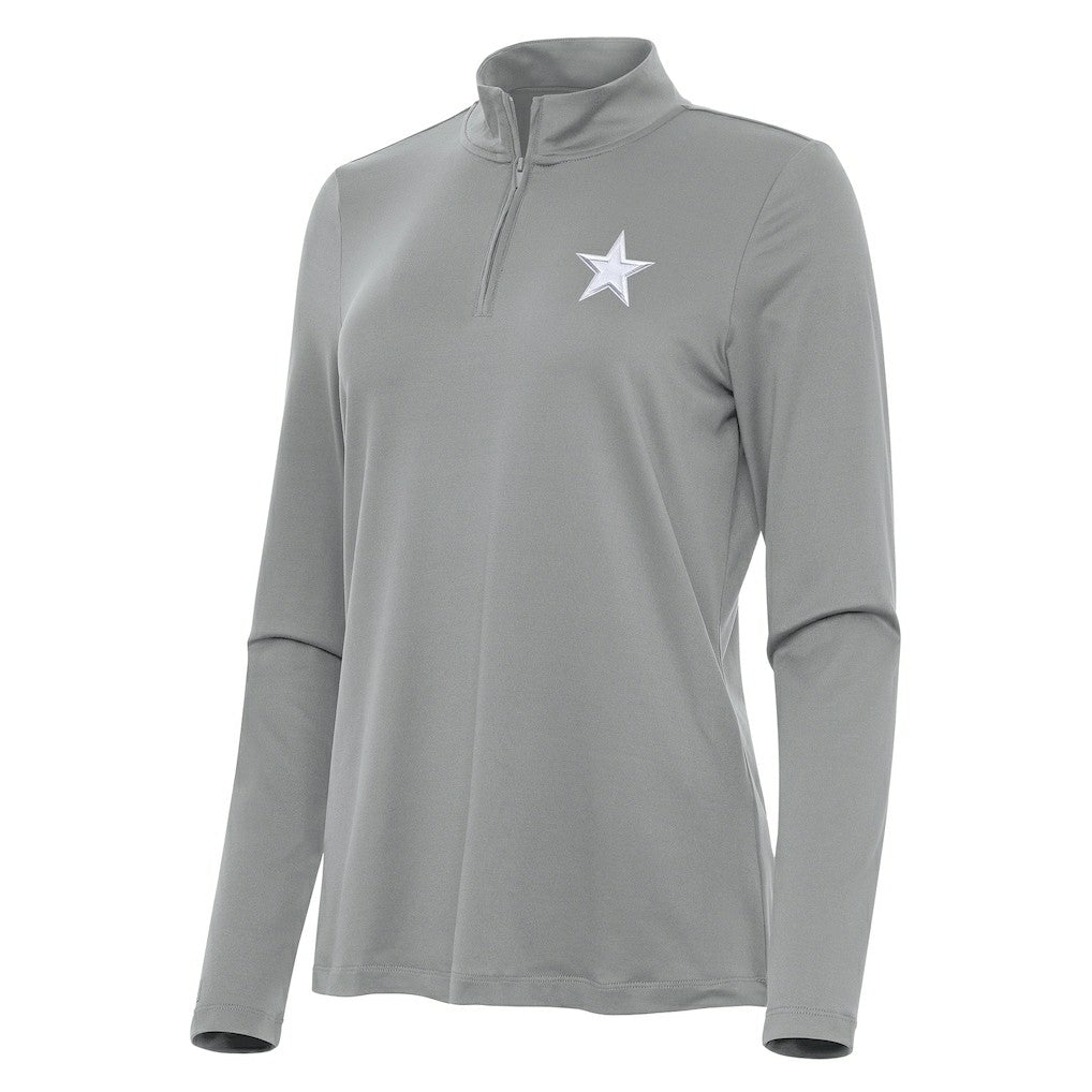 Dallas Cowboys Antigua Women's Reprocess Quarter-Zip Top Gray