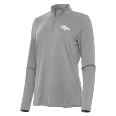 Denver Broncos Antigua Women's Reprocess Quarter-Zip Top Gray