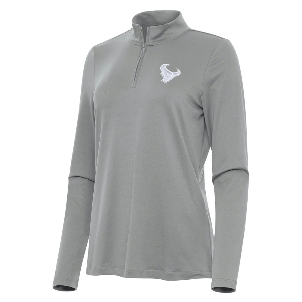 Houston Texans Antigua Women's Reprocess Quarter-Zip Top Gray