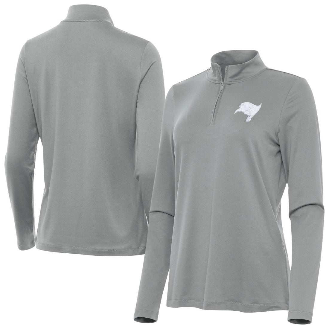 Tampa Bay Buccaneers Antigua Women's Reprocess Quarter-Zip Top Gray