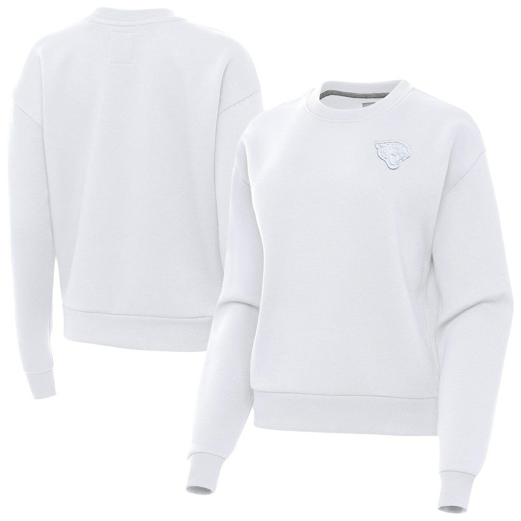 Jacksonville Jaguars Antigua Women's Victory Crew Pullover Sweatshirt White