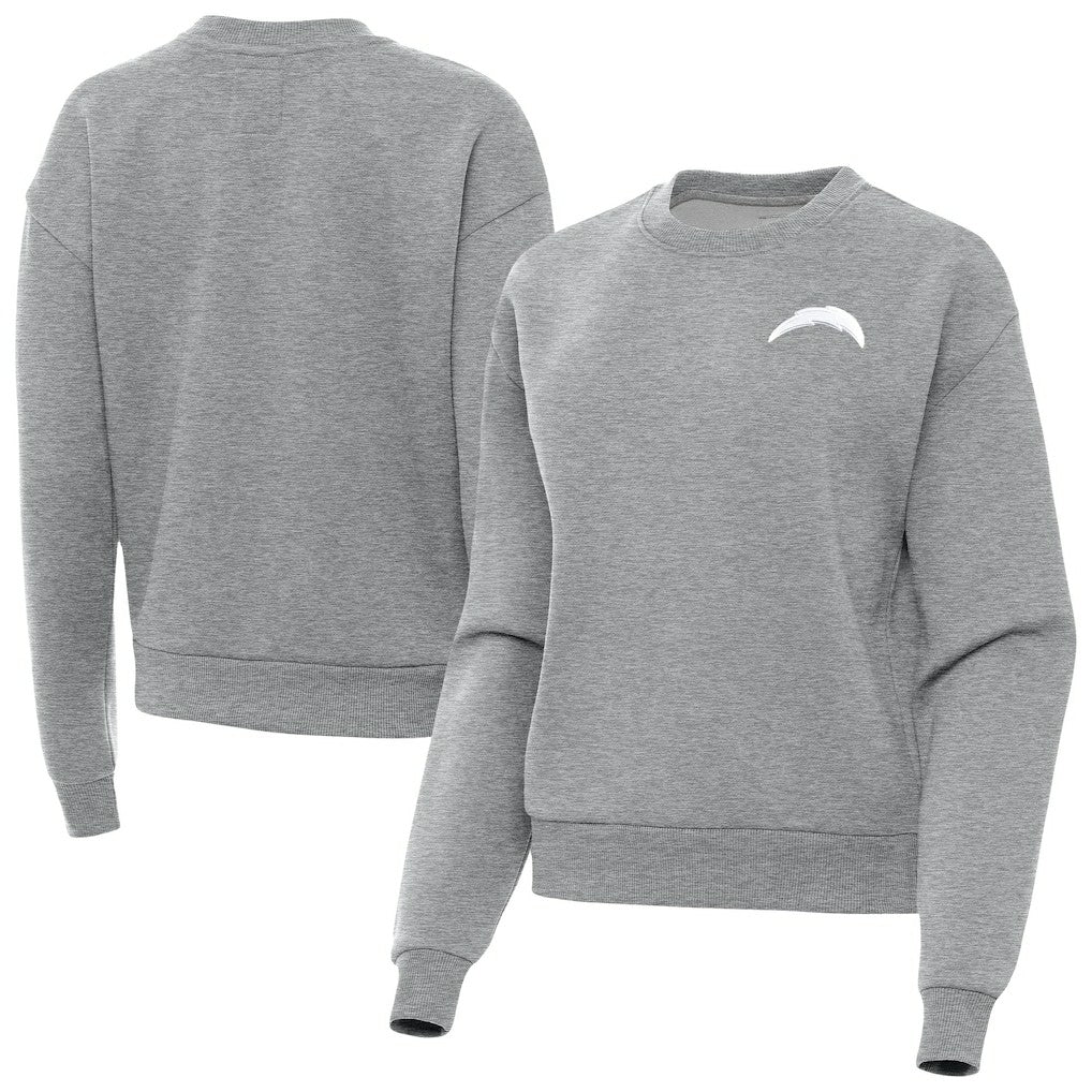 Los Angeles Chargers Antigua Women's Victory Crew Pullover Sweatshirt Heather Gray