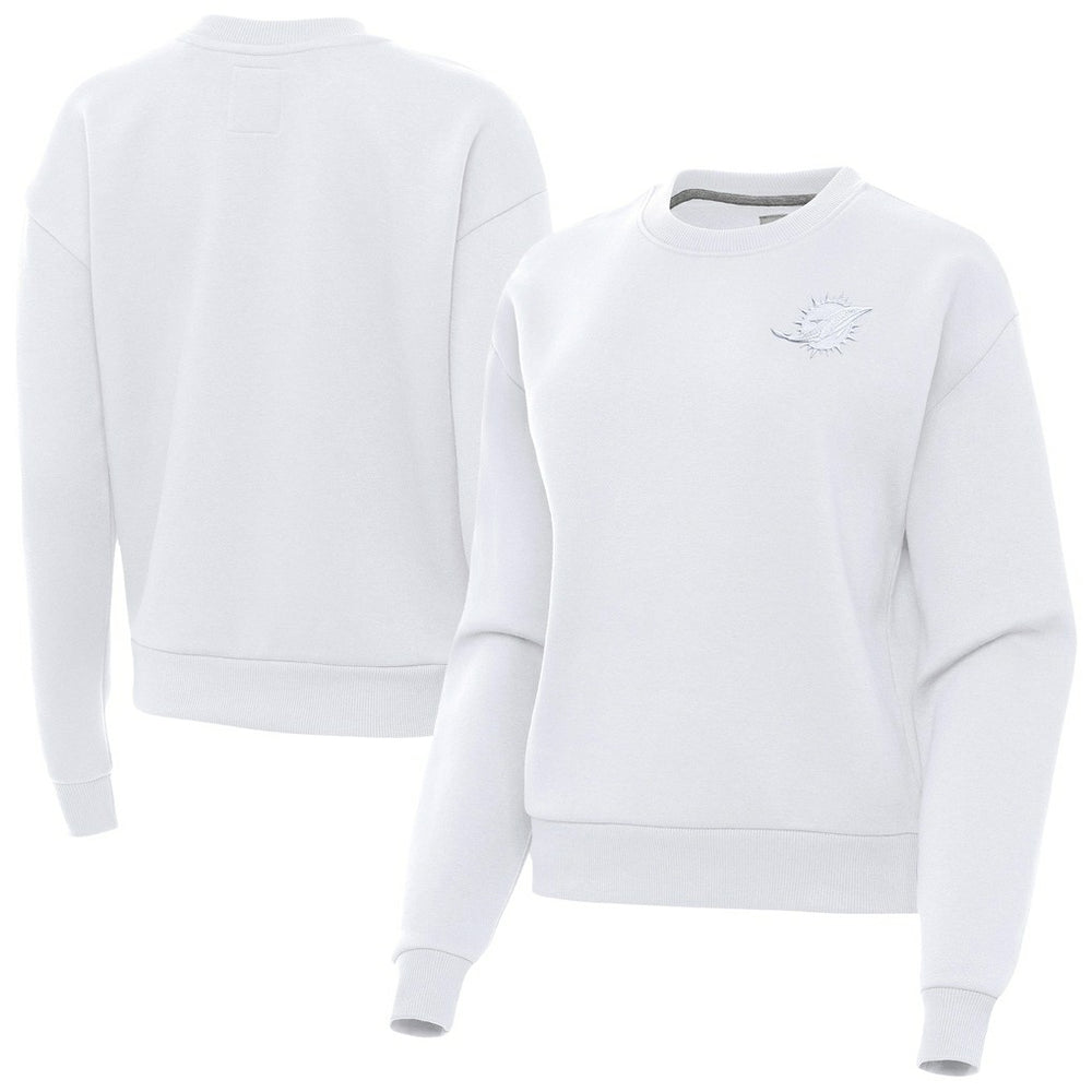 Miami Dolphins Antigua Women's Victory Crew Pullover Sweatshirt White