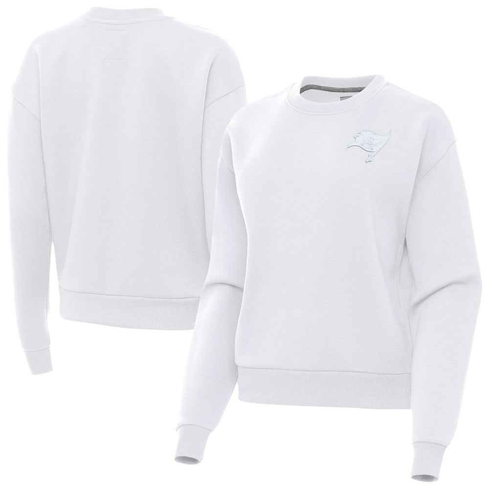 Tampa Bay Buccaneers Antigua Women's Victory Crew Pullover Sweatshirt White