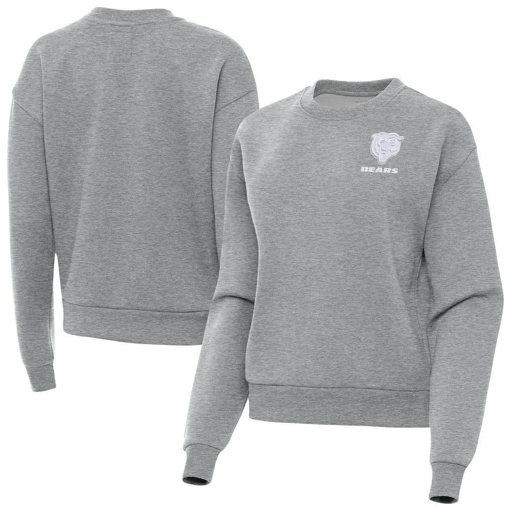 Chicago Bears Antigua Women's Victory Crew Pullover Sweatshirt Heather Gray