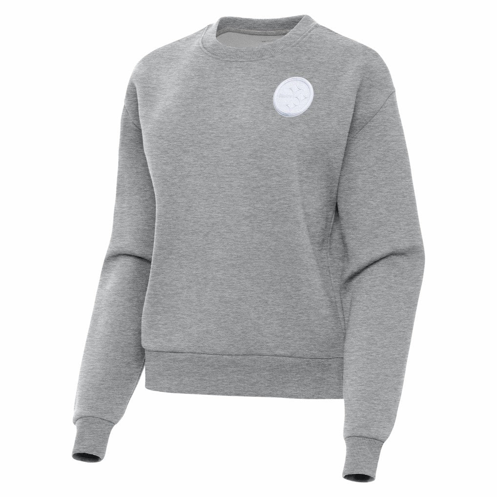 Pittsburgh Steelers Antigua Women's Victory Crew Pullover Sweatshirt Heather Gray