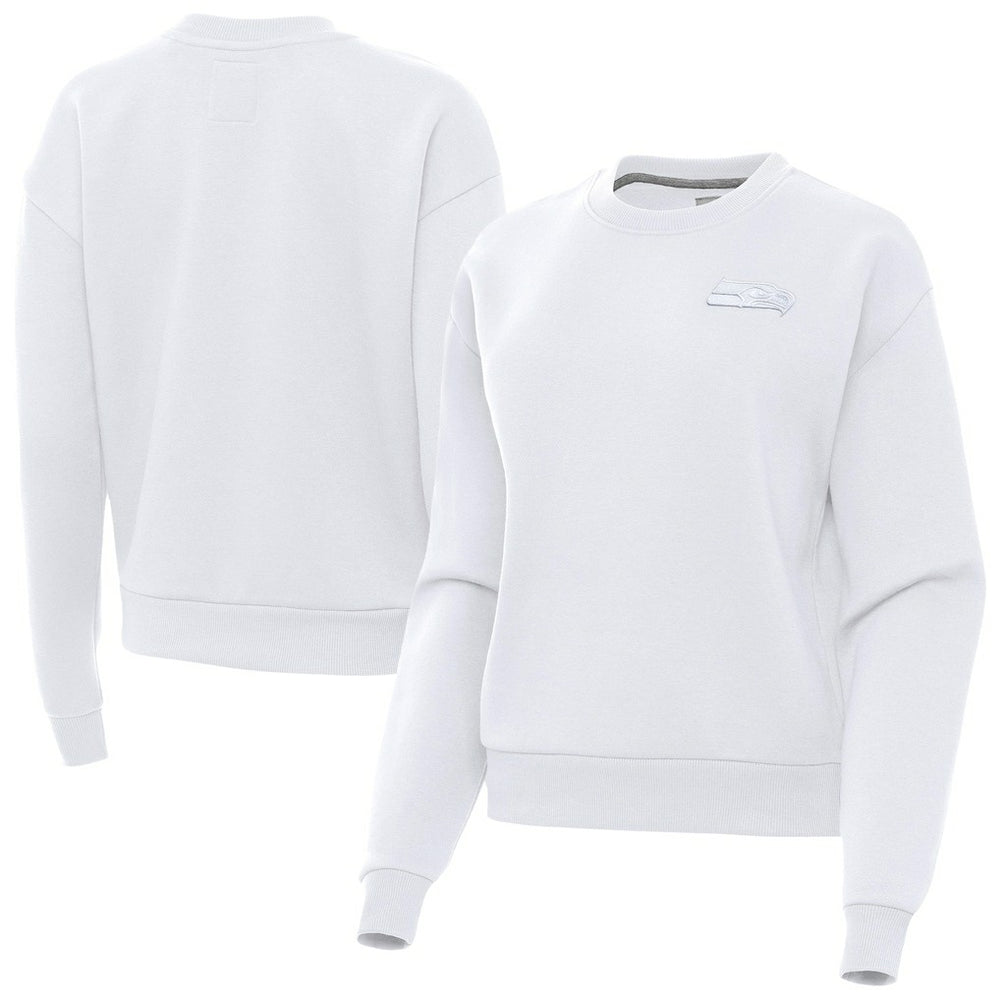 Seattle Seahawks Antigua Women's Victory Crew Pullover Sweatshirt White