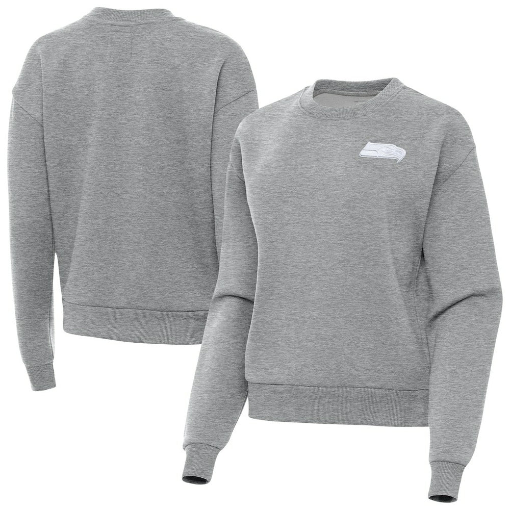 Seattle Seahawks Antigua Women's Victory Crew Pullover Sweatshirt Heather Gray