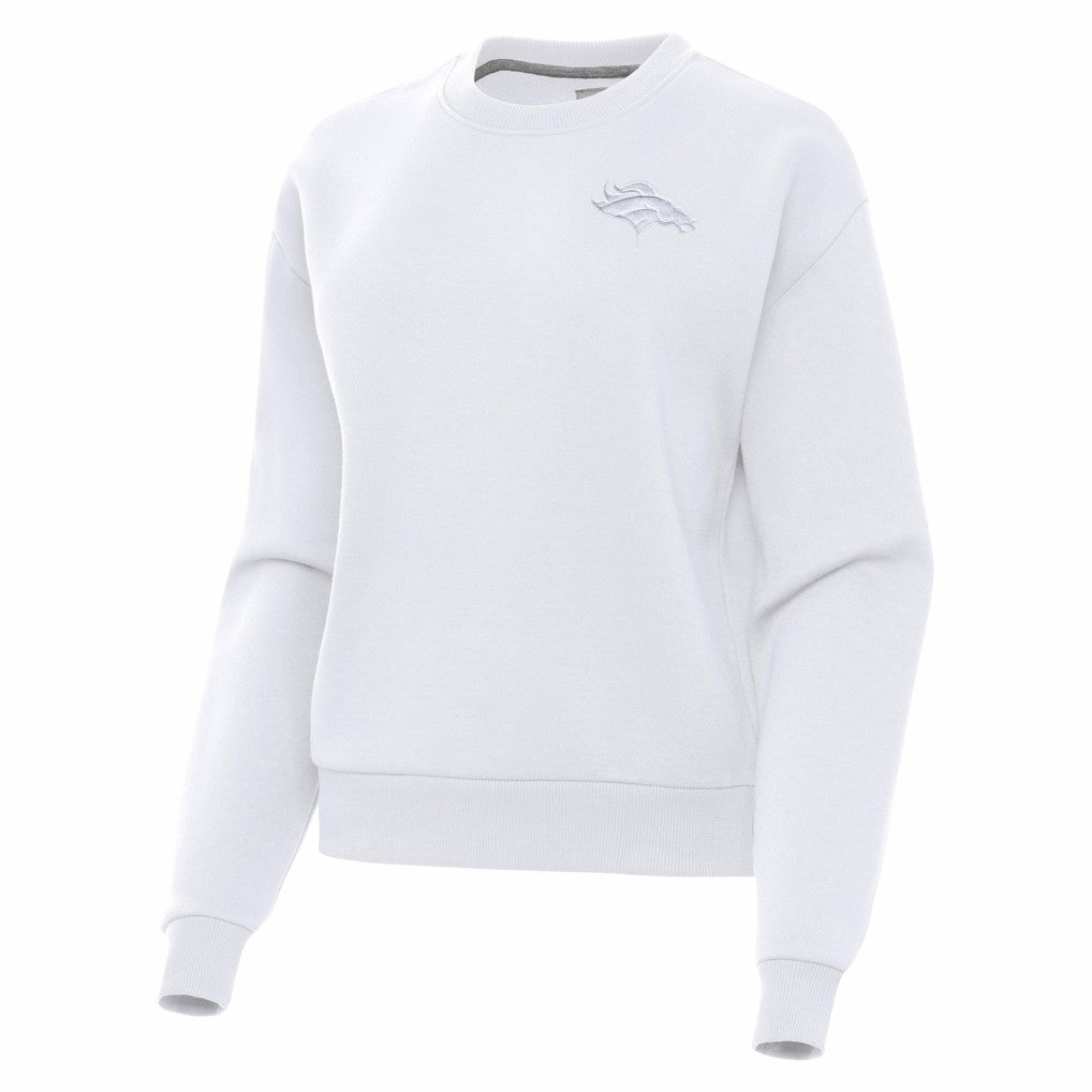 Denver Broncos Antigua Women's Victory Crew Pullover Sweatshirt White