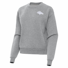 Denver Broncos Antigua Women's Victory Crew Pullover Sweatshirt Heather Gray