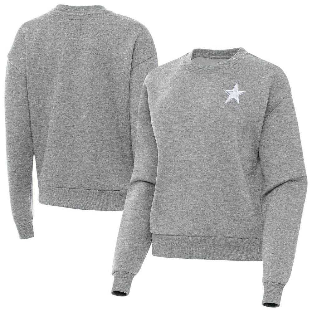 Dallas Cowboys Antigua Women's Victory Crew Pullover Sweatshirt Heather Gray