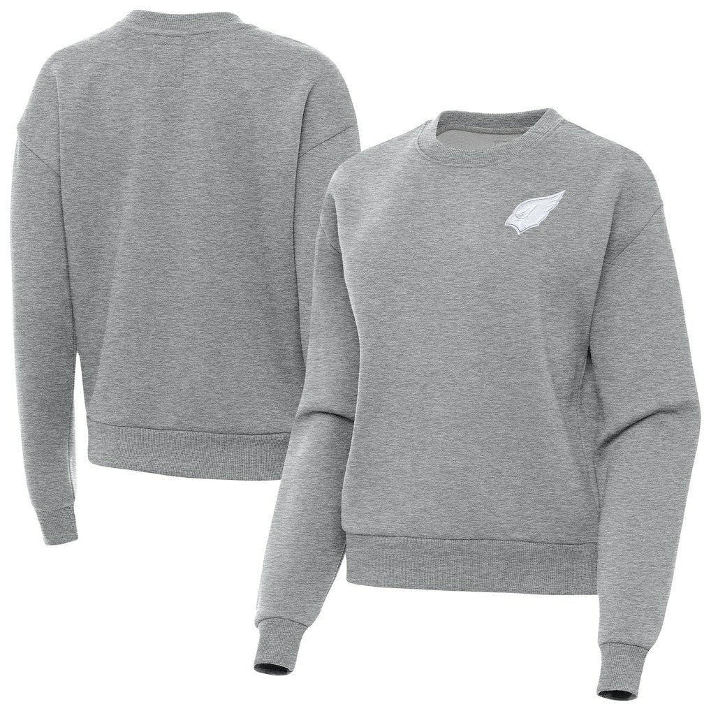Arizona Cardinals Antigua Women's Victory Crew Pullover Sweatshirt Heather Gray