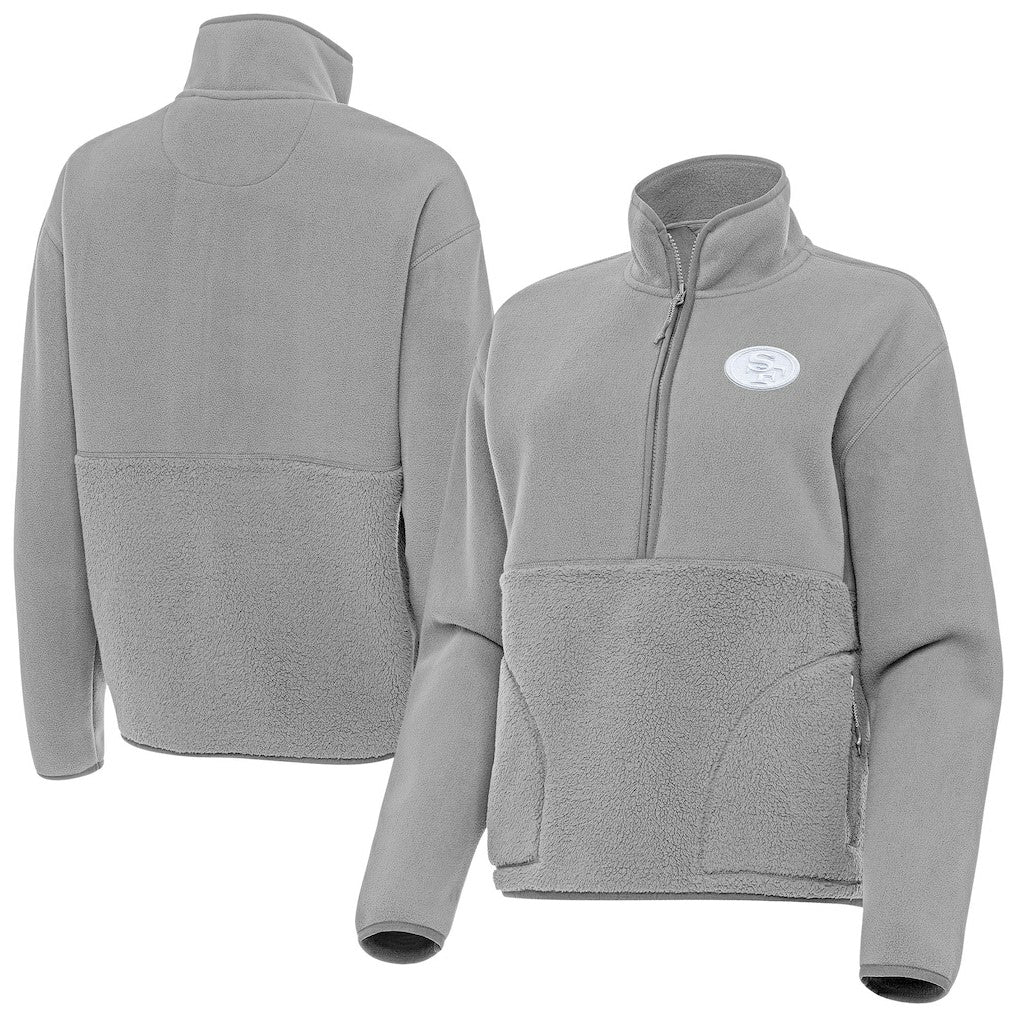 San Francisco 49ers Antigua Women's Figure Half-Zip Sweatshirt Gray