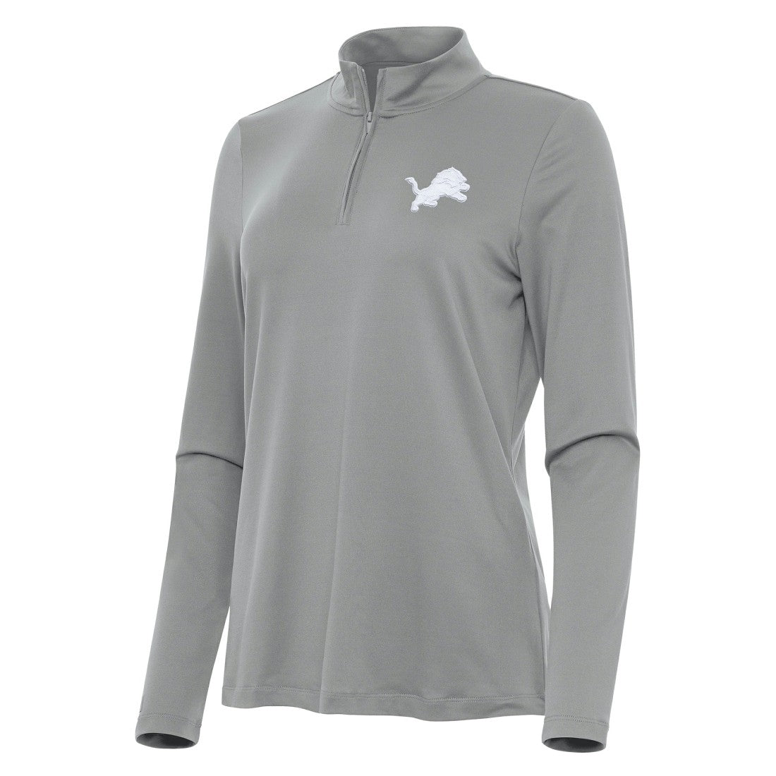 Detroit Lions Antigua Women's Reprocess Quarter-Zip Top Gray
