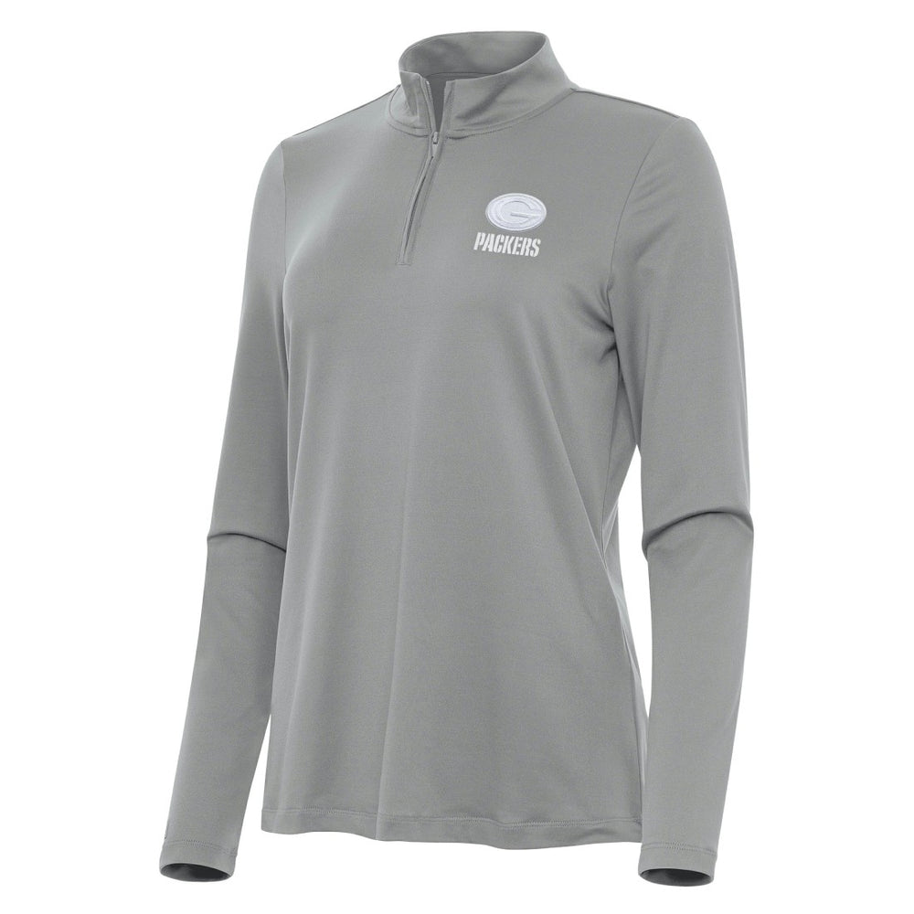 Green Bay Packers Antigua Women's Reprocess Quarter-Zip Top Gray
