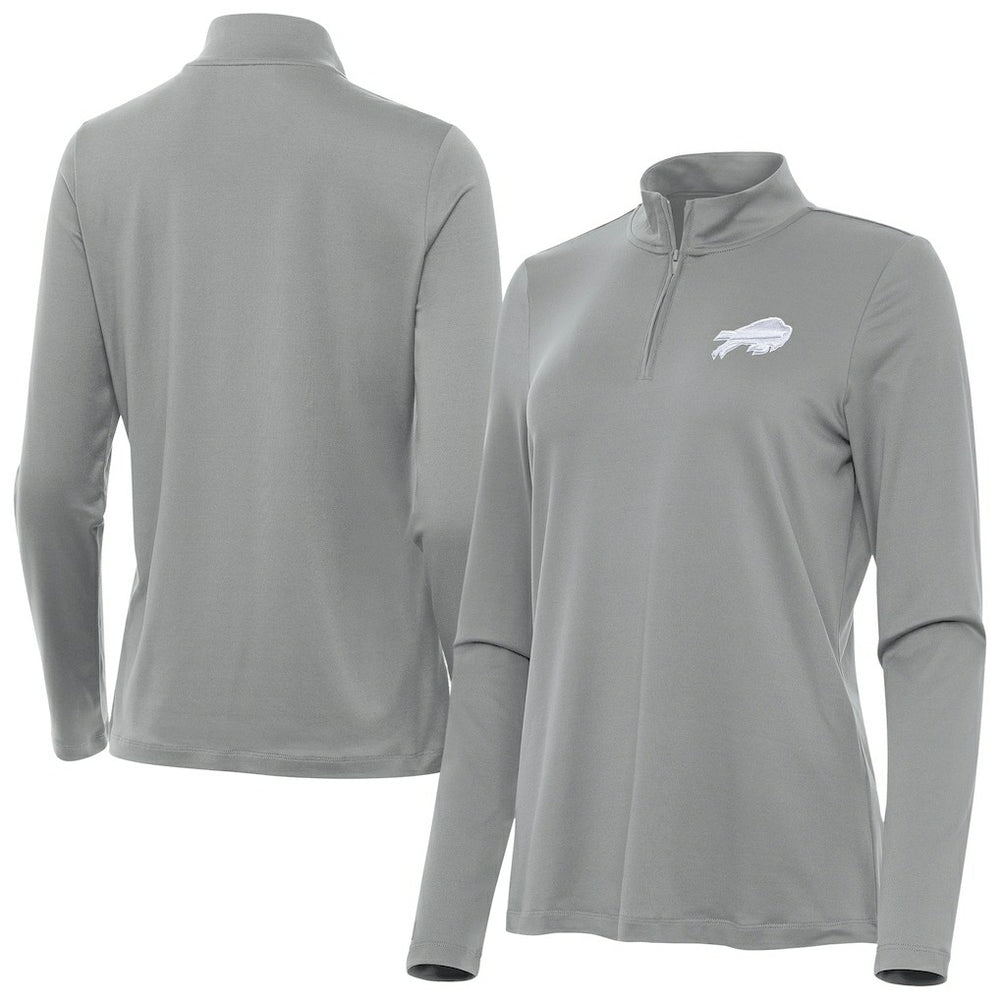 Buffalo Bills Antigua Women's Reprocess Quarter-Zip Top Gray
