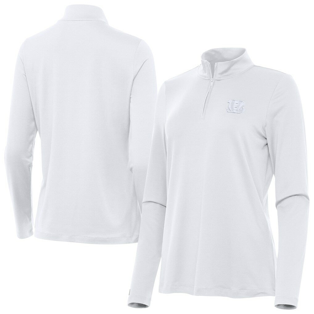 Cincinnati Bengals Antigua Women's Reprocess Quarter-Zip Top White