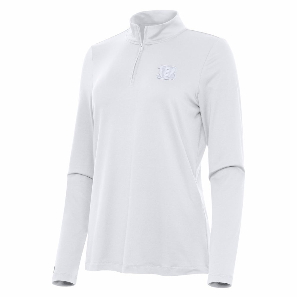 Cincinnati Bengals Antigua Women's Reprocess Quarter-Zip Top White