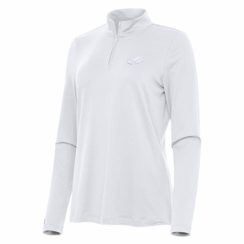 Philadelphia Eagles Antigua Women's Reprocess Quarter-Zip Top White