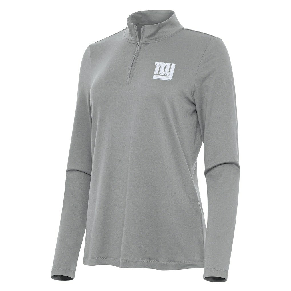 New York Giants Antigua Women's Reprocess Quarter-Zip Top Gray