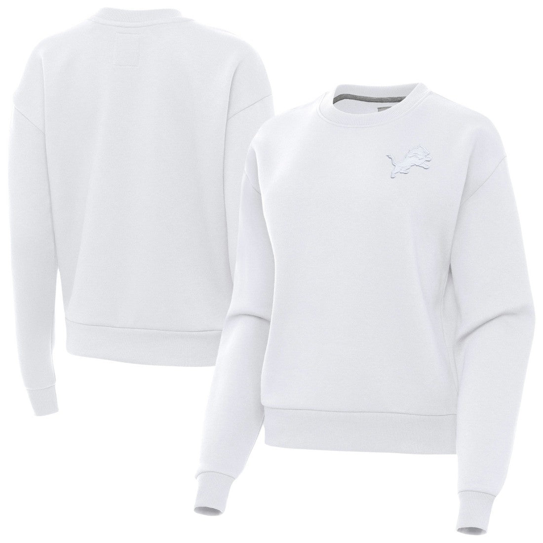 Detroit Lions Antigua Women's Victory Crew Pullover Sweatshirt White