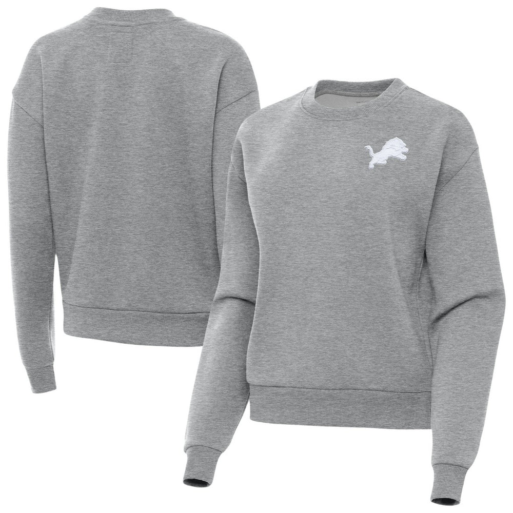 Detroit Lions Antigua Women's Victory Crew Pullover Sweatshirt Heather Gray