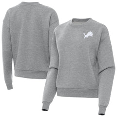 Detroit Lions Antigua Women's Victory Crew Pullover Sweatshirt Heather Gray