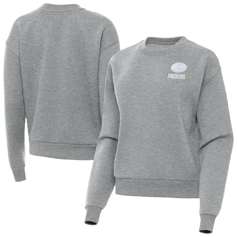 Green Bay Packers Antigua Women's Victory Crew Pullover Sweatshirt Heather Gray