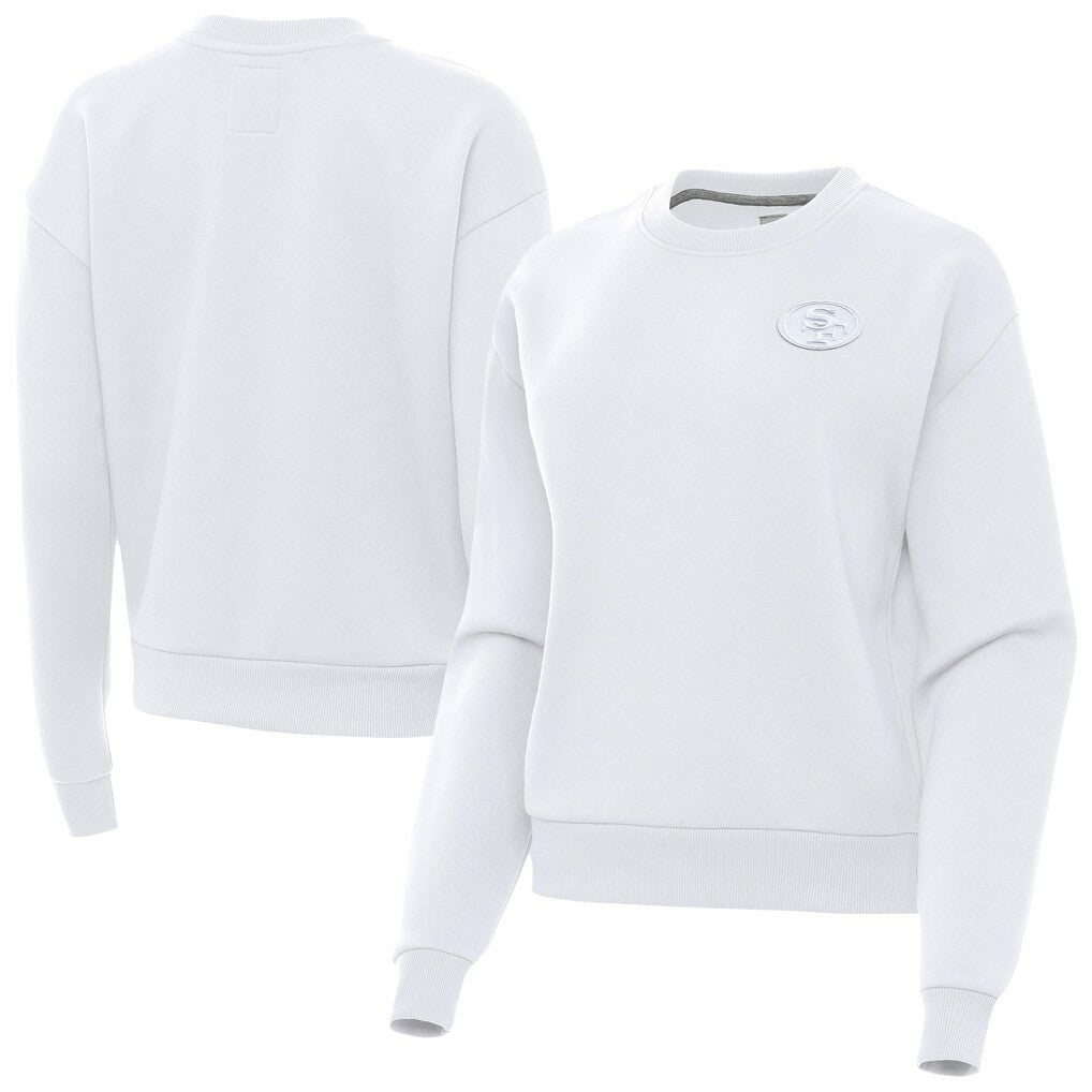 San Francisco 49ers Antigua Women's Victory Crew Pullover Sweatshirt White