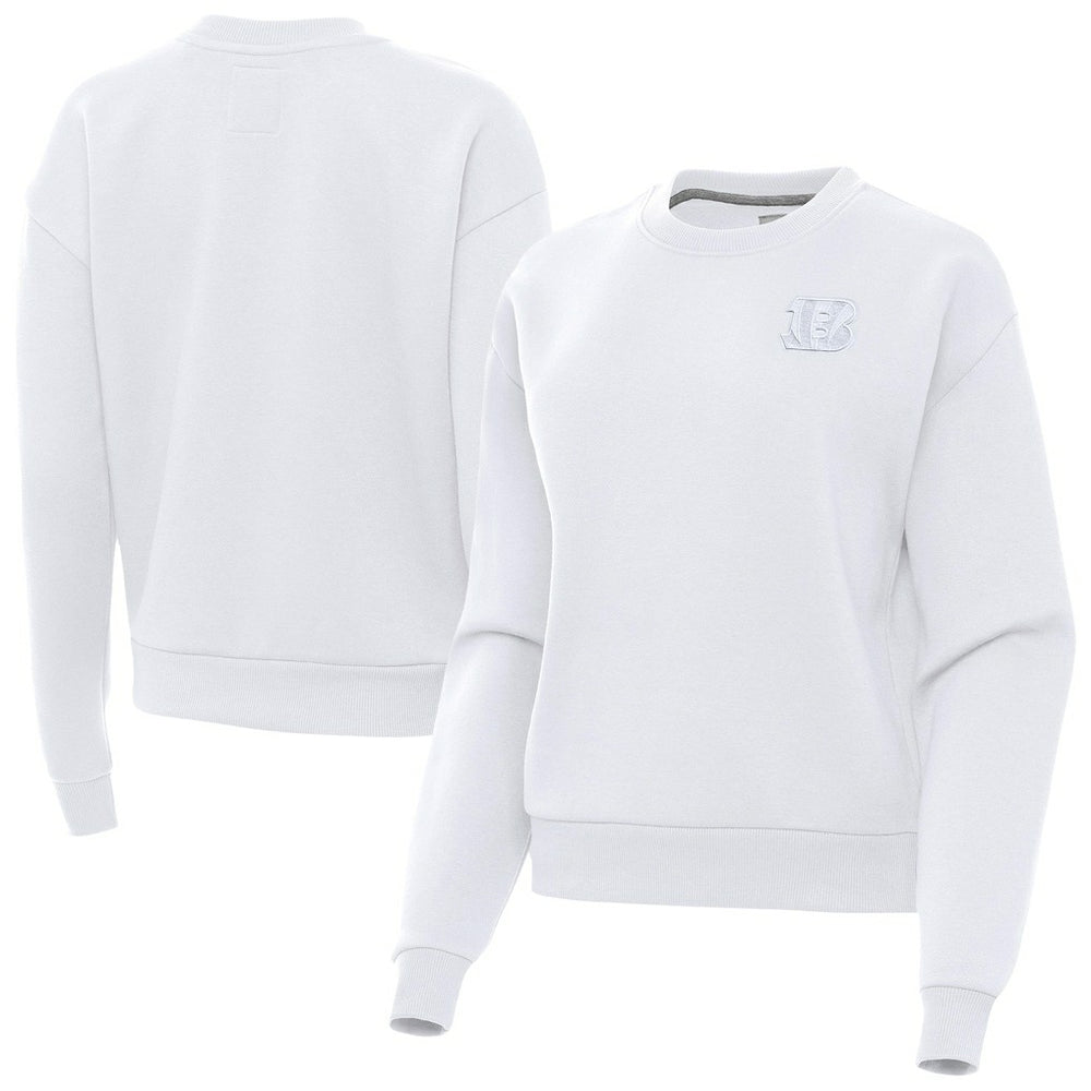 Cincinnati Bengals Antigua Women's Victory Crew Pullover Sweatshirt White