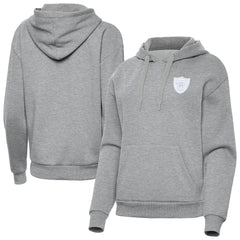 Las Vegas Raiders Antigua Women's Victory Pullover Hoodie Heather Gray