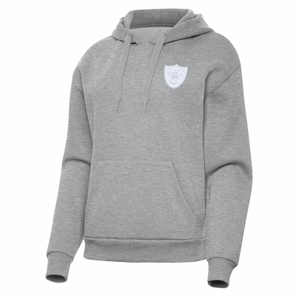 Las Vegas Raiders Antigua Women's Victory Pullover Hoodie Heather Gray