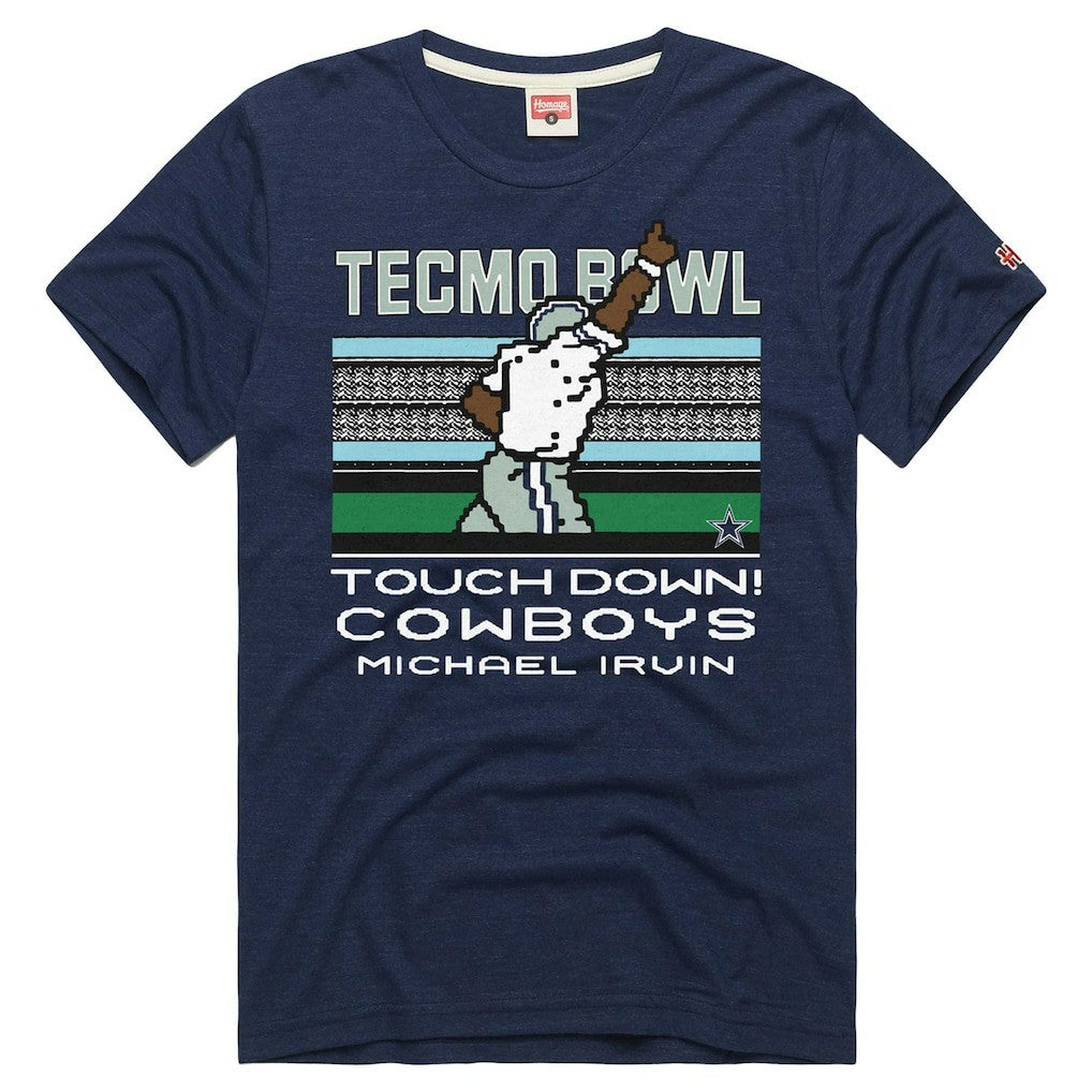 Michael Irvin Dallas Cowboys Homage Unisex Tecmo Bowl Retired Player Graphic Tri-Blend T-Shirt Navy