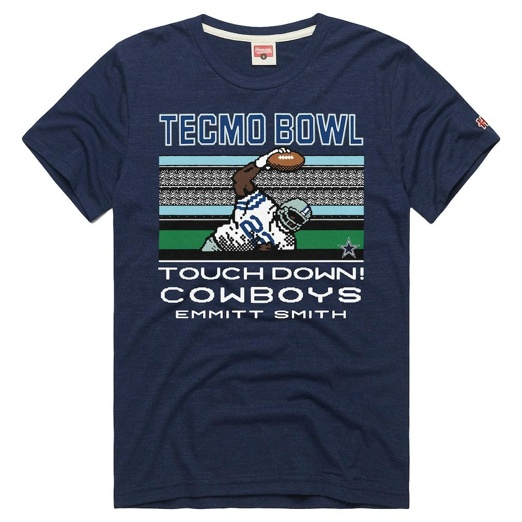 Emmitt Smith Dallas Cowboys Homage Unisex Tecmo Bowl Retired Player Graphic Tri-Blend T-Shirt Navy
