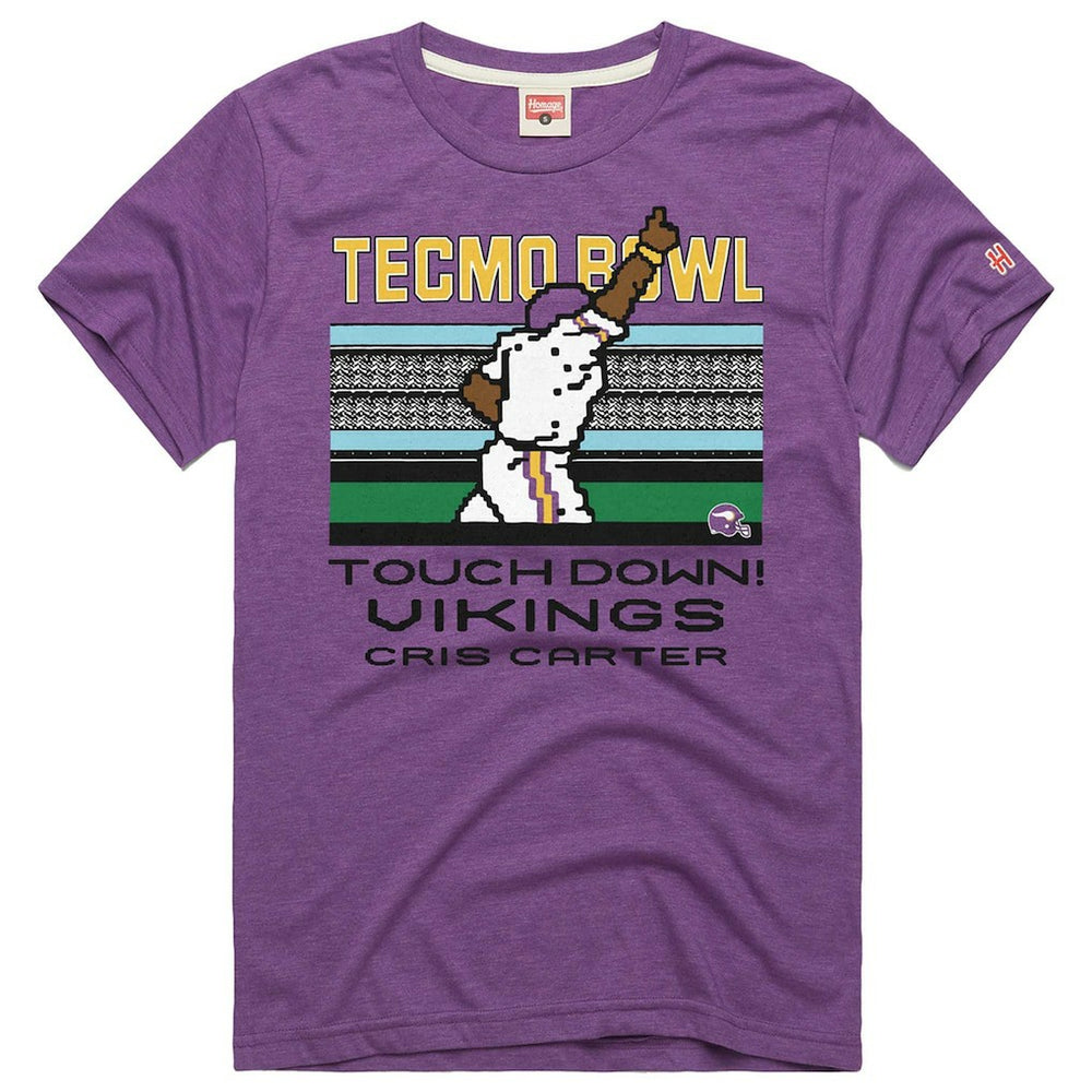 Cris Carter Minnesota Vikings Homage Unisex Tecmo Bowl Retired Player Graphic Tri-Blend T-Shirt Purple
