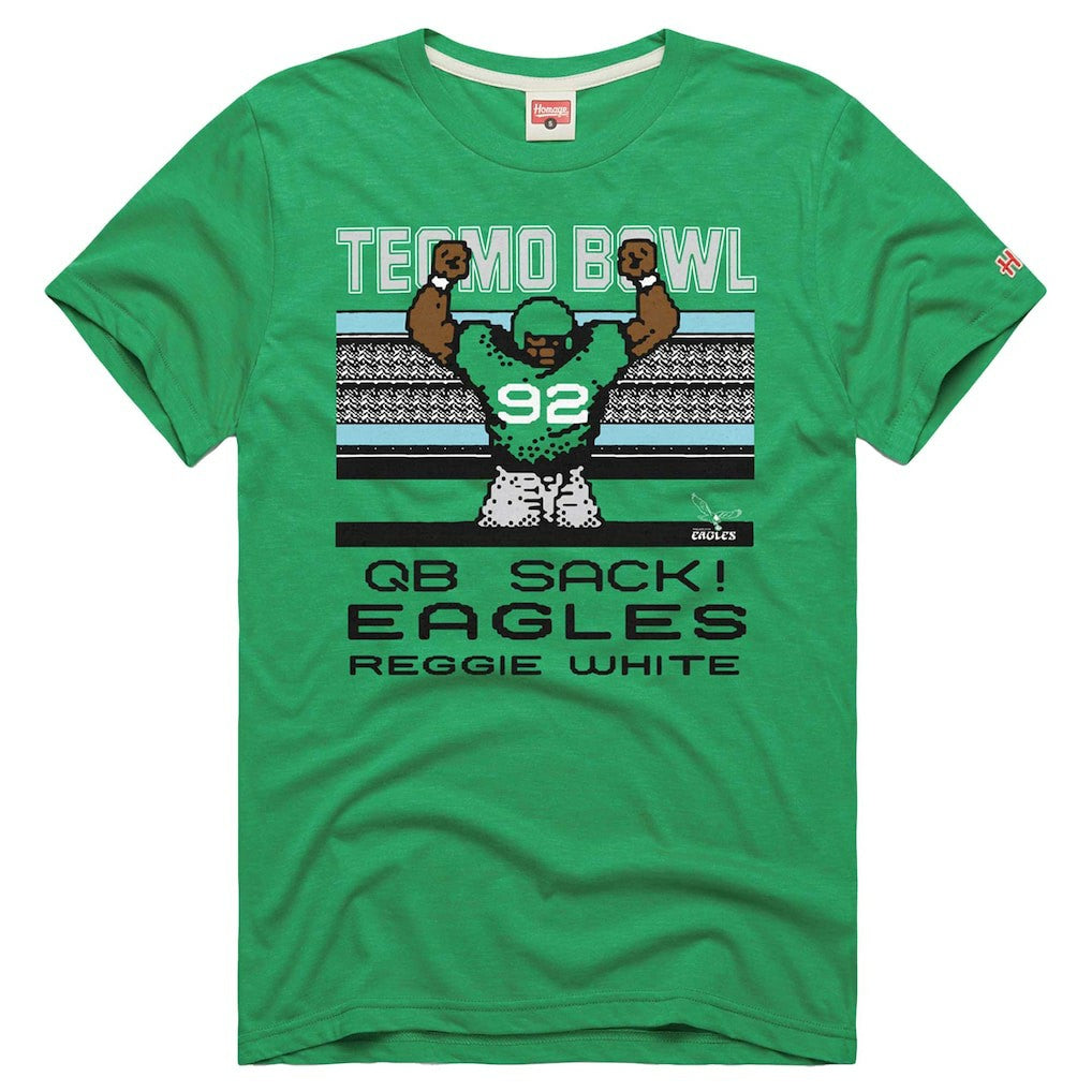 Reggie White Philadelphia Eagles Homage Unisex Tecmo Bowl Retired Player Graphic Tri-Blend T-Shirt Kelly Green