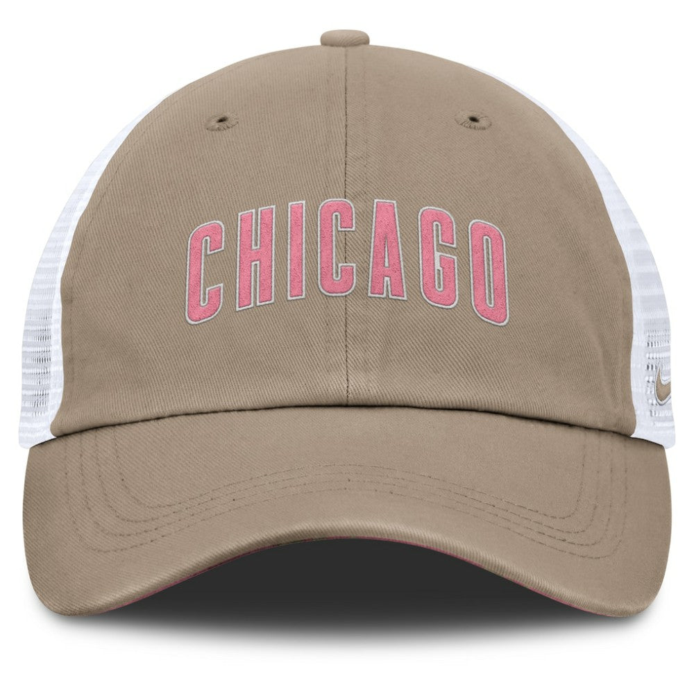 Chicago Cubs Nike Unisex Mother's Day Club Trucker Adjustable Hat - Khaki/White Hats