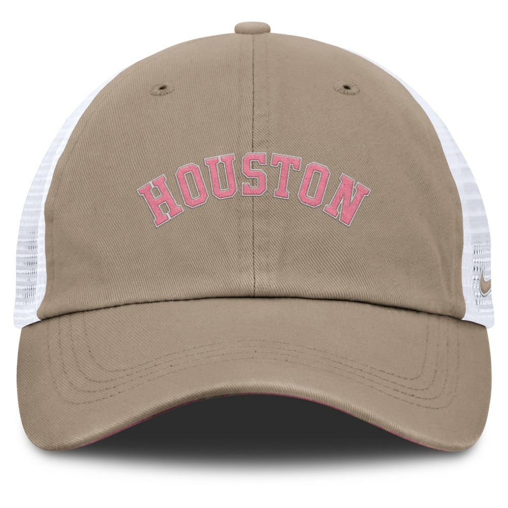 Houston Astros Nike Unisex Mother's Day Club Trucker Adjustable Hat - Khaki/White Hats
