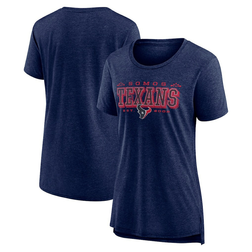 Houston Texans Women's Vintage Graphic Tri-Blend Scoop Neck T-Shirt Navy