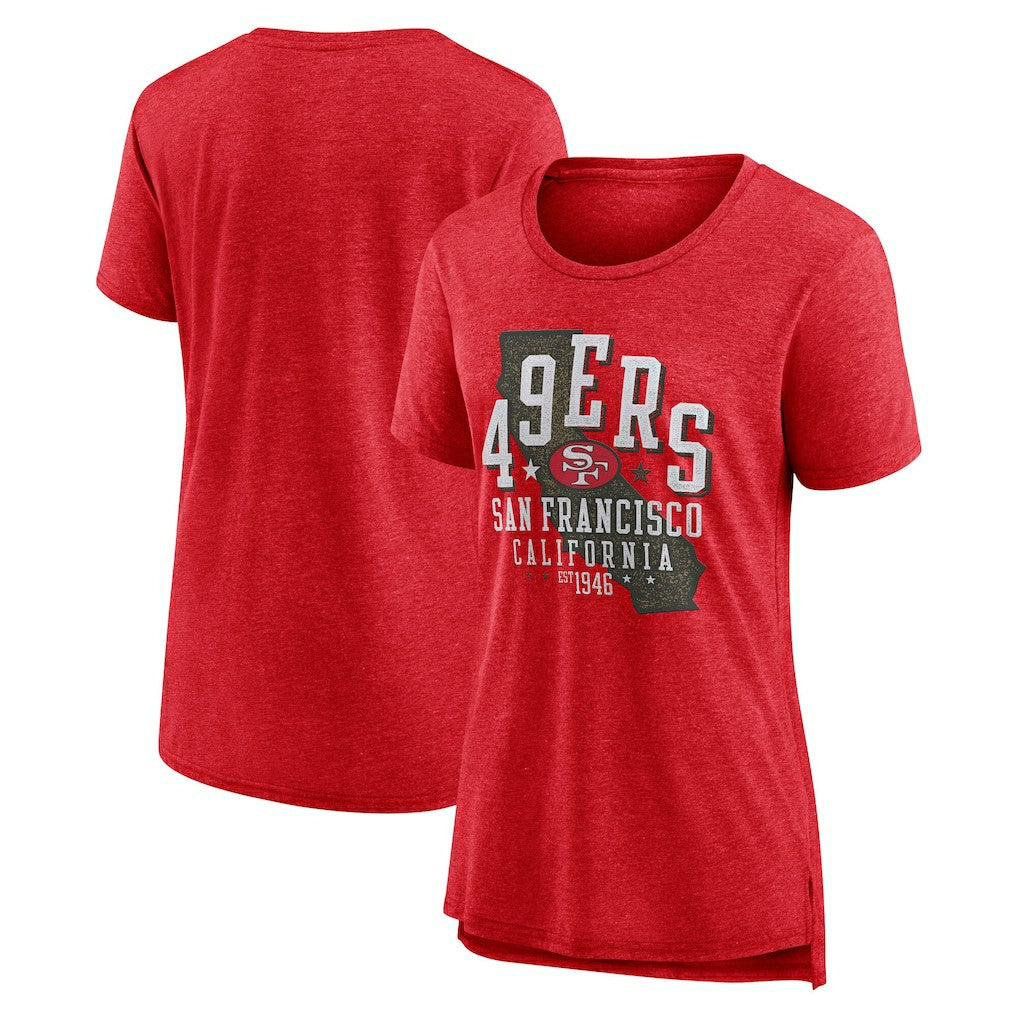 San Francisco 49ers Women's Vintage Graphic Tri-Blend Scoop Neck T-Shirt Scarlet