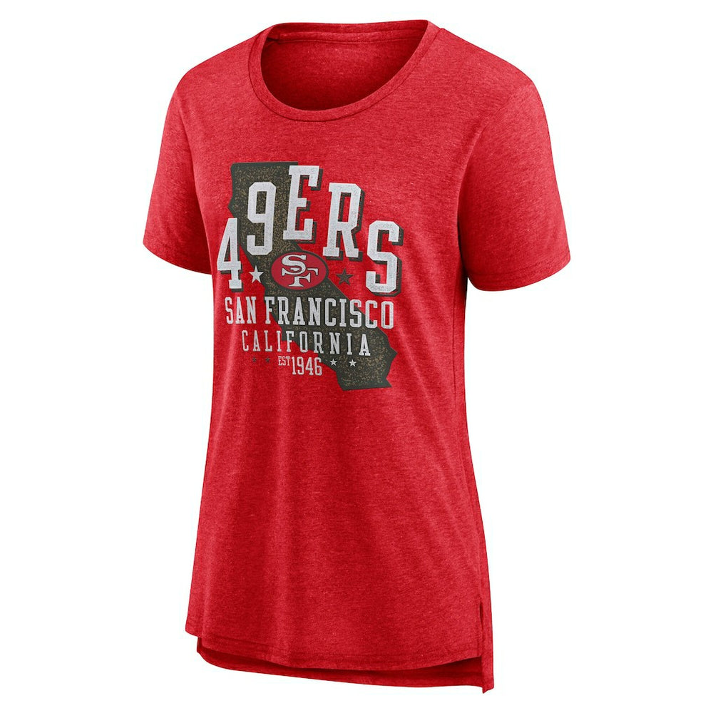 San Francisco 49ers Women's Vintage Graphic Tri-Blend Scoop Neck T-Shirt Scarlet