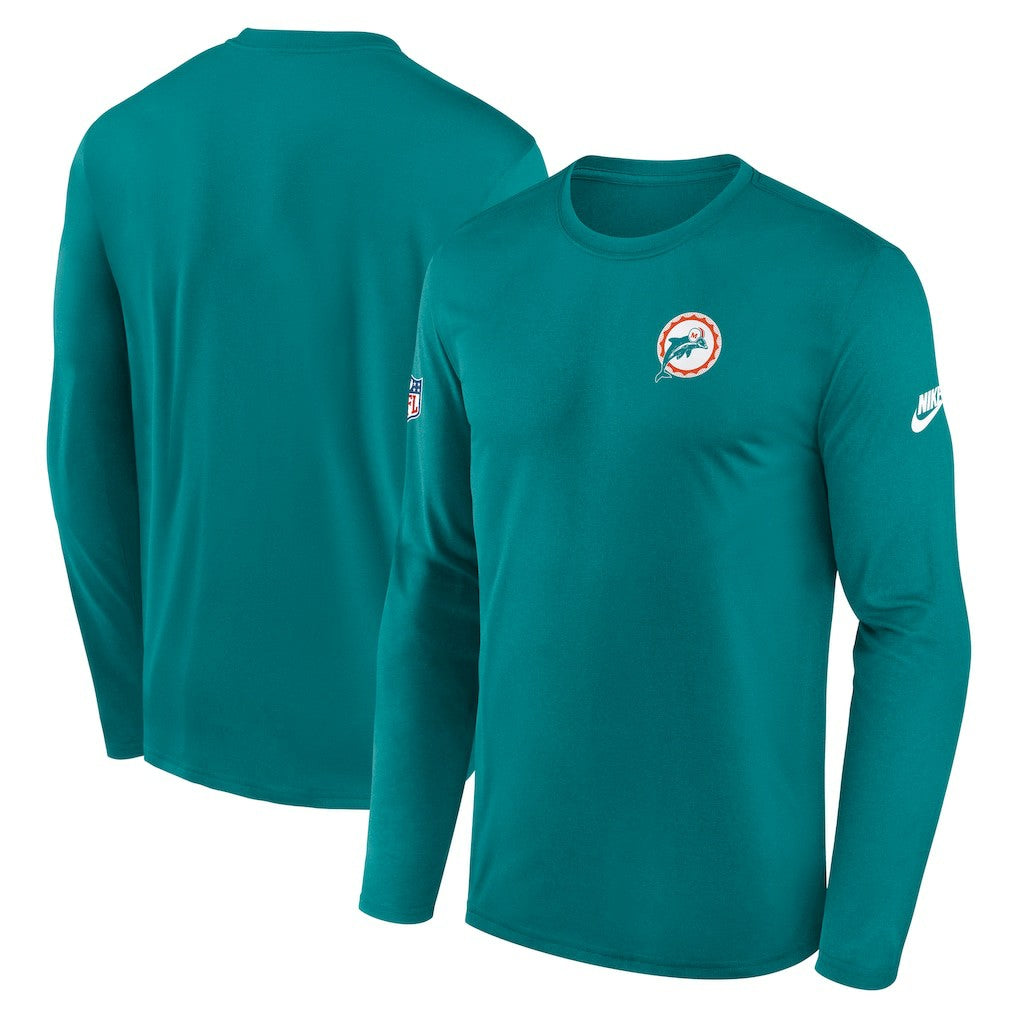 Miami Dolphins Legend Small Logo Dri-FIT Long Sleeve T-Shirt Aqua