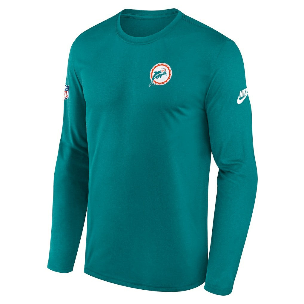 Miami Dolphins Legend Small Logo Dri-FIT Long Sleeve T-Shirt Aqua