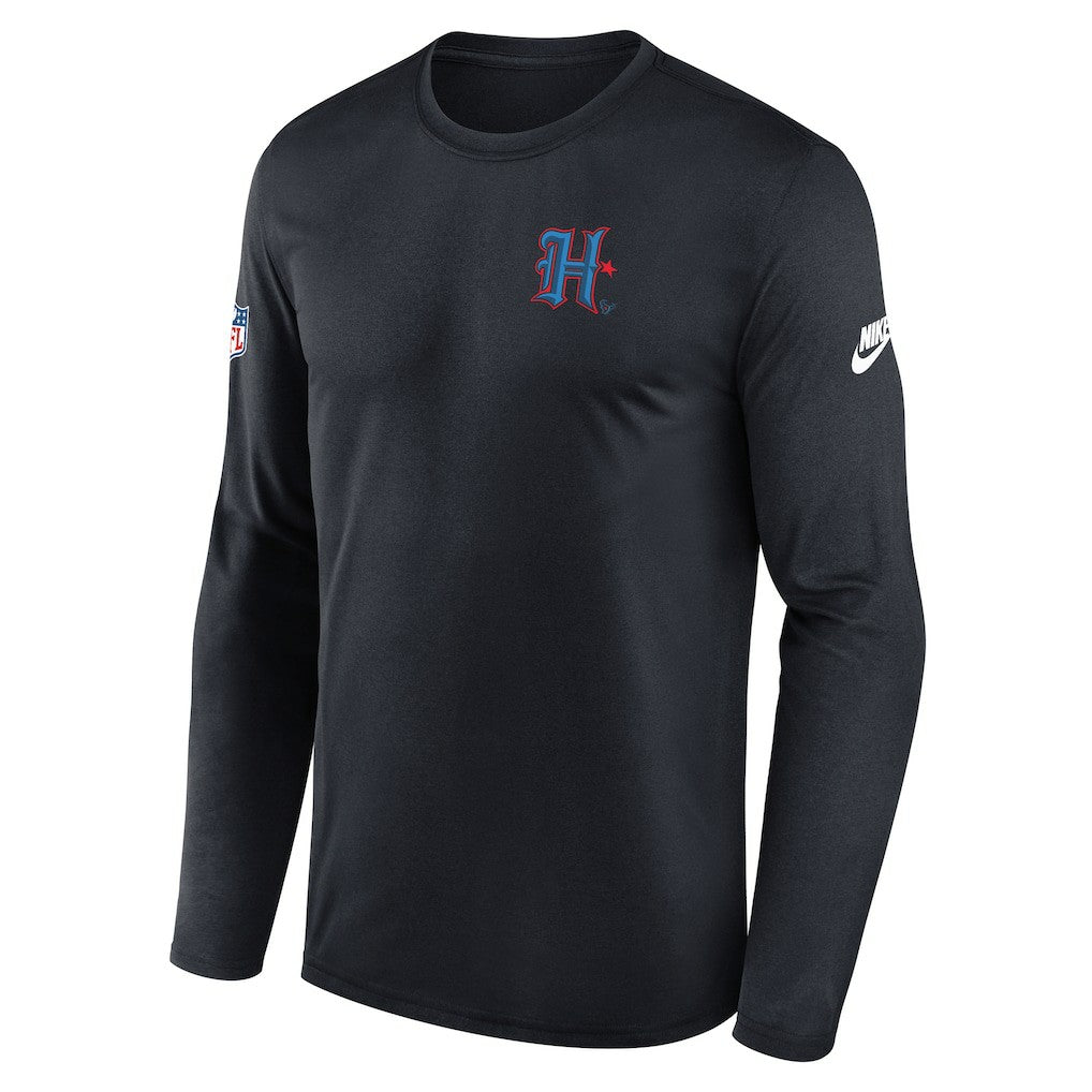 Houston Texans Legend Small Logo Dri-FIT Long Sleeve T-Shirt Navy