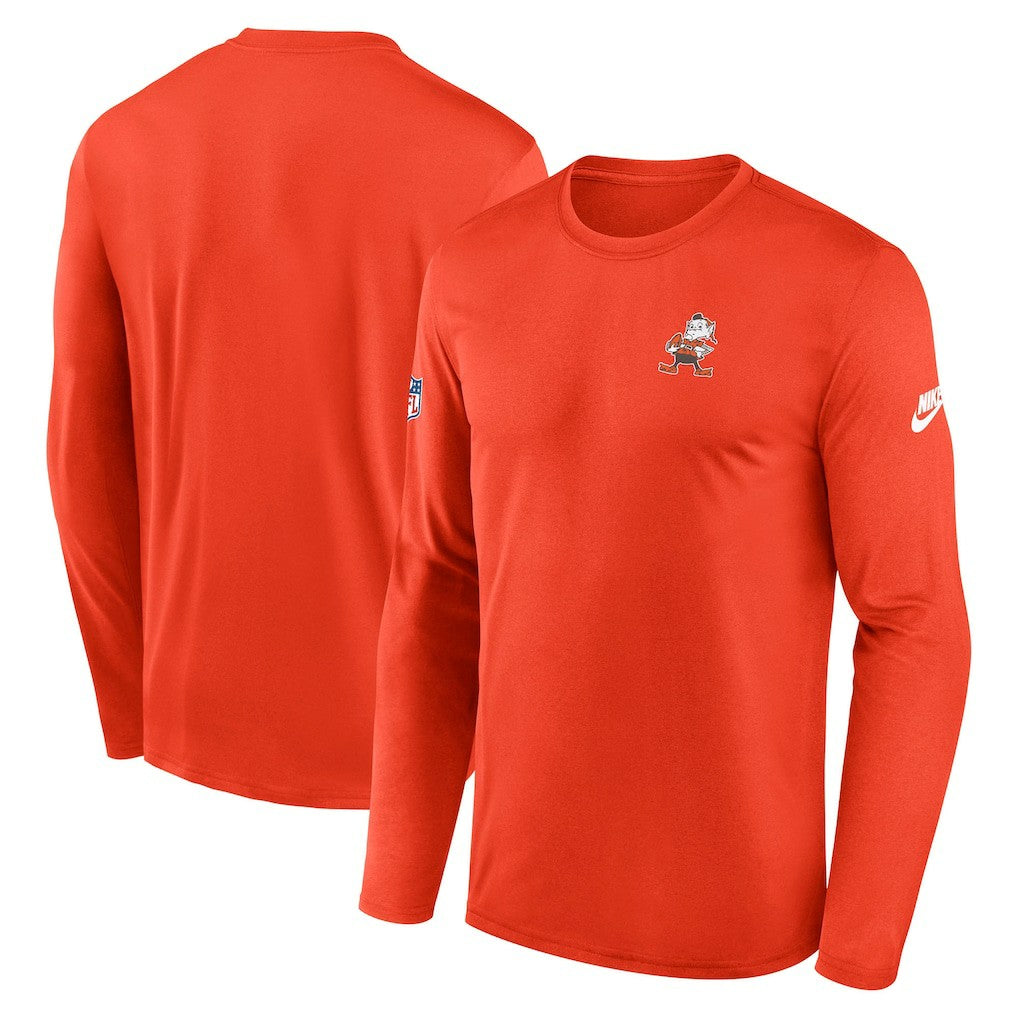 Cleveland Browns Legend Small Logo Dri-FIT Long Sleeve T-Shirt Orange