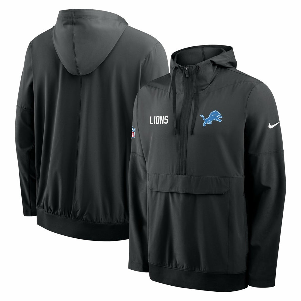 Detroit Lions Sideline Alt Pack Anorak Half-Zip Hoodie Jacket Black