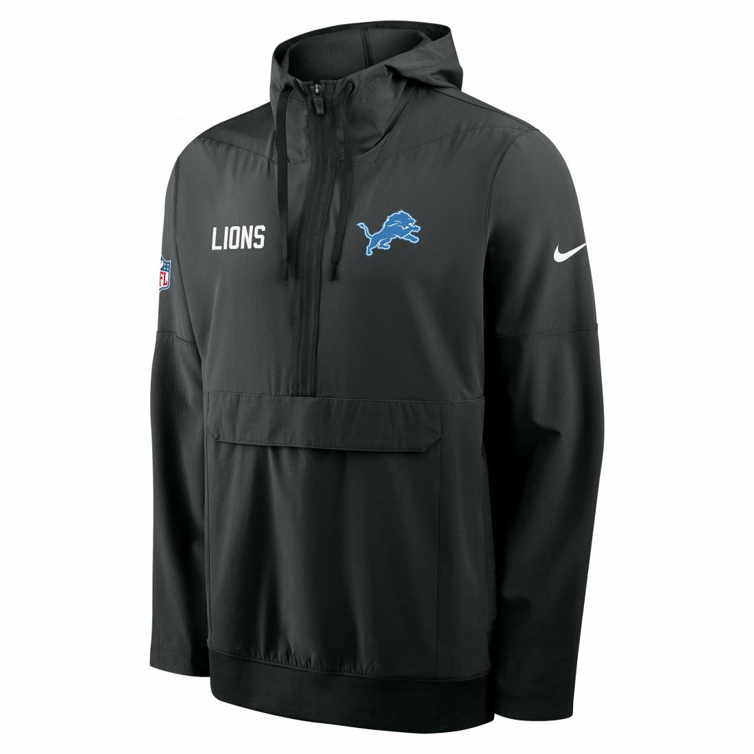 Detroit Lions Sideline Alt Pack Anorak Half-Zip Hoodie Jacket Black