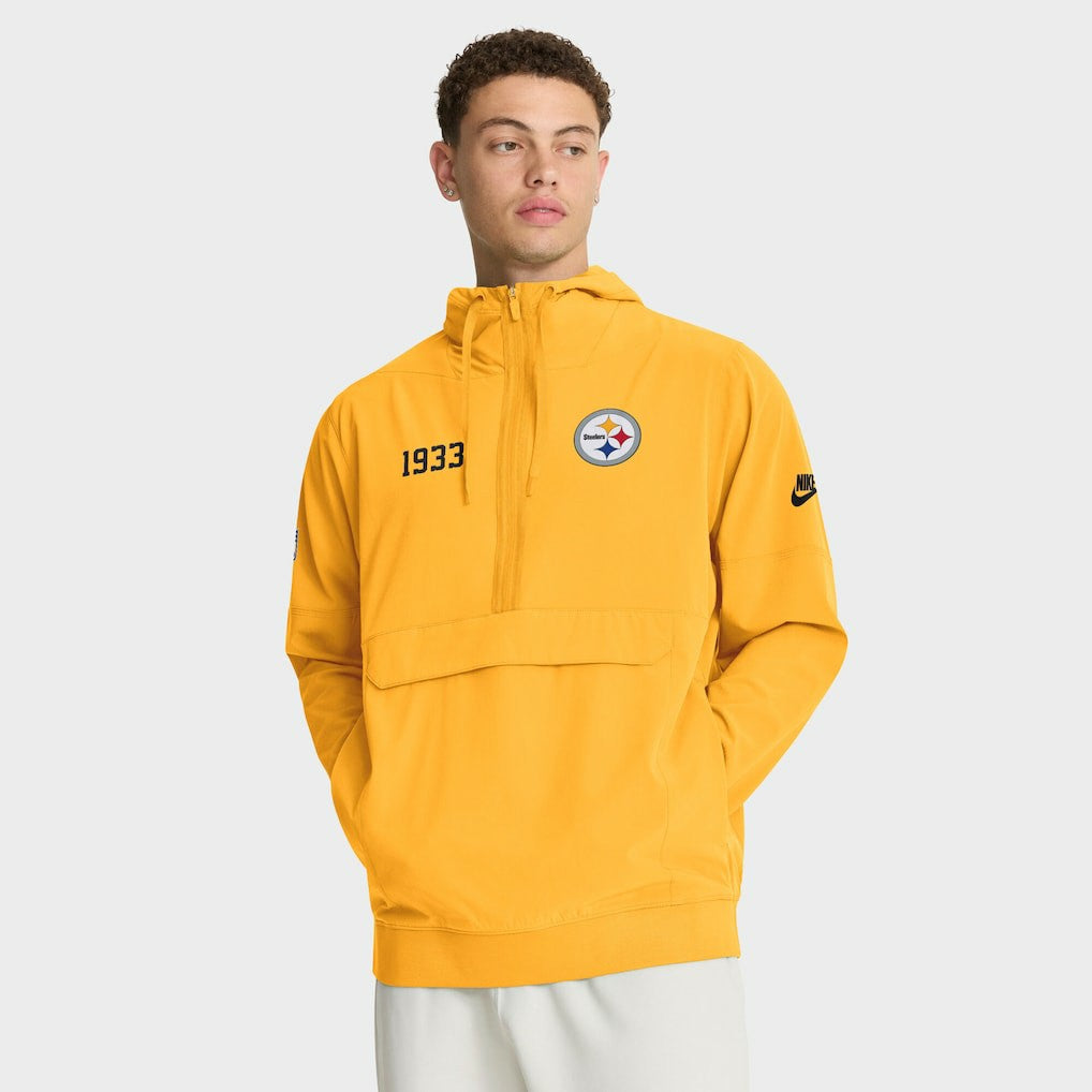Pittsburgh Steelers 1933 Sideline Alt Pack Anorak Half-Zip Hoodie Jacket Gold